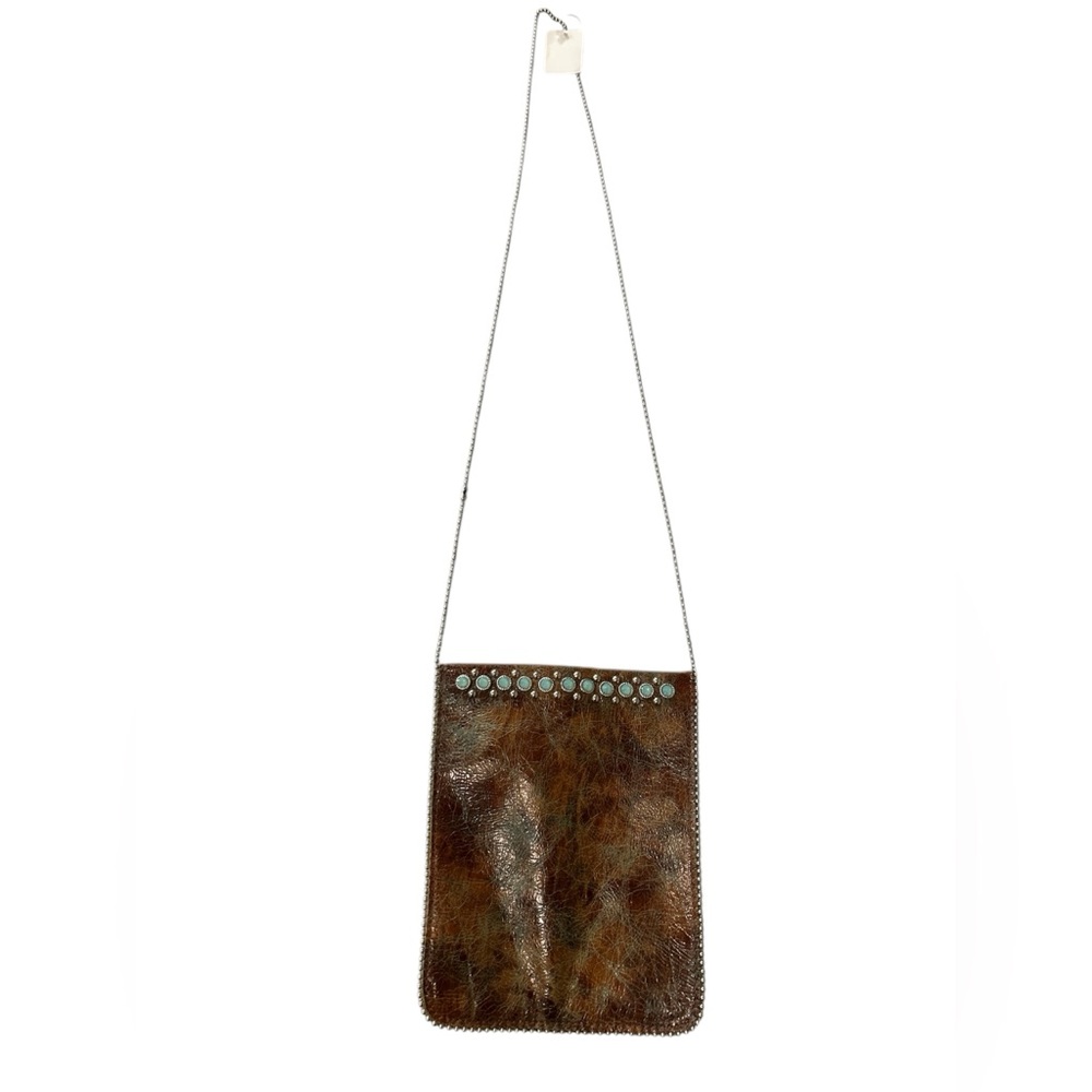 Mila  Brown Mint Leather Shoulder Bag Small Studded Western Cowgirl